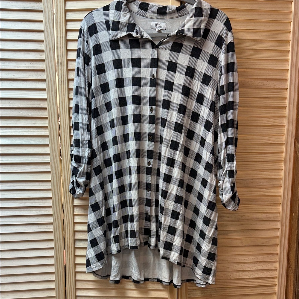 Kim Rogers Gray and White Striped Top